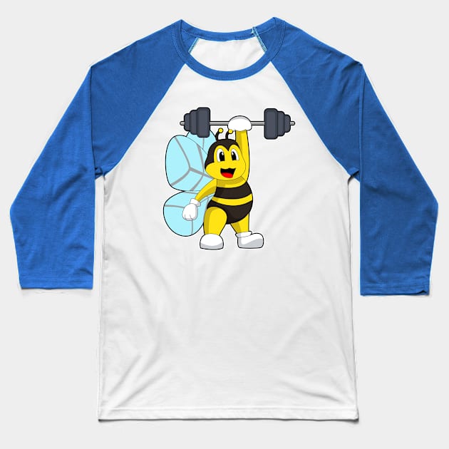 Bee Bodybuilding Barbell Baseball T-Shirt by Markus Schnabel